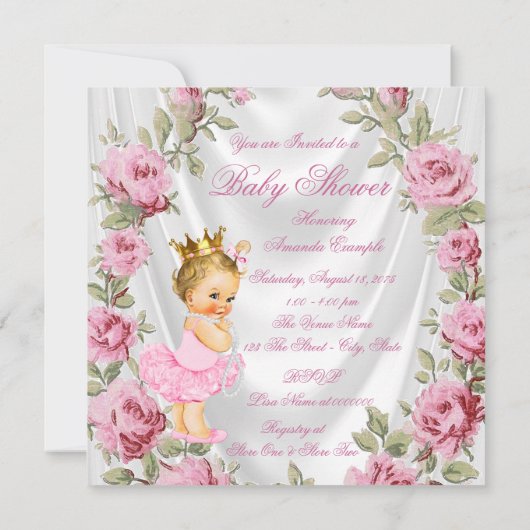 Rose de processus Bébé Douche Invitations (Dos)