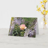 Rose de rose avec la carte pourpre d'art de blanc (Fleur jaune)