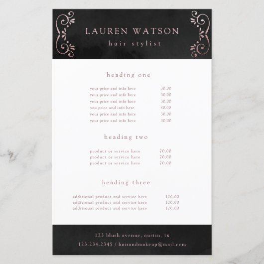 rose de soie noire service or et le prix flyer (Devant)