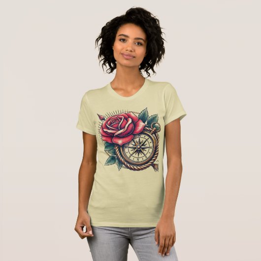 Rose de style tatouage et conception de T-shirts d (Devant entier)