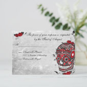 Rose de tatouage et fluides Muerte Skull Carte de  (Debout devant)