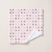 rose de thé (rouge, mauve et points blancs) (Gant de toilette)