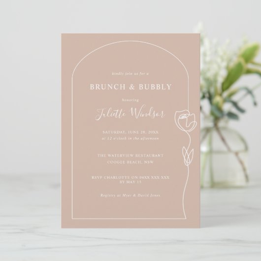 Rose de trait Brunch & Bubbly Invitation (Debout devant)