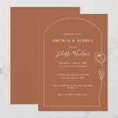 Rose de trait Brunch & Bubbly Invitation (Devant / Derrière)