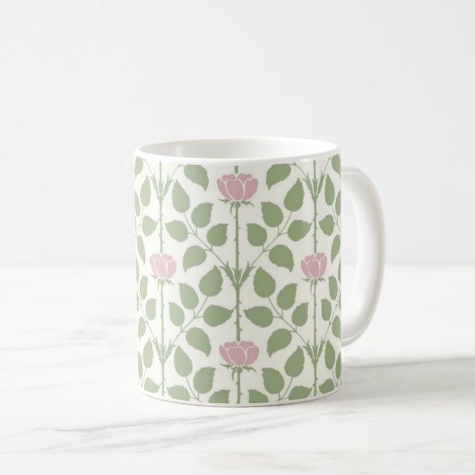 Rose de Voysey, Mug de café rose clair (Devant droit)