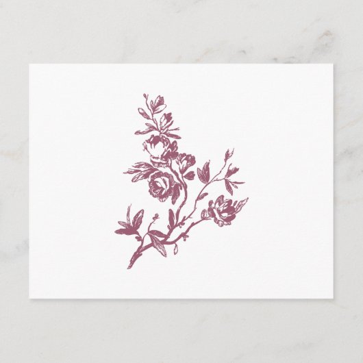 Rose Délice ! Carte de mariage avec détails rose b (Dos)