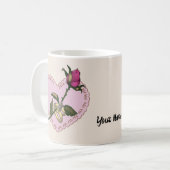 Rose  des anneaux de coeur tasse mariage (Devant gauche)