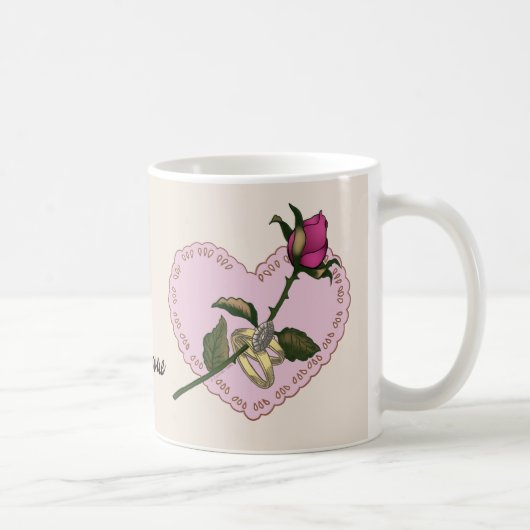 Rose des anneaux de coeur tasse mariage (Droite)