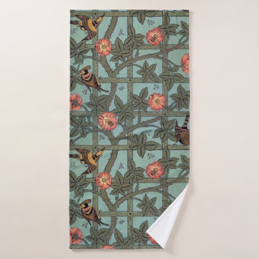Rose d'Escalades & Petit Oiseau, William Morris (Serviette de bain)