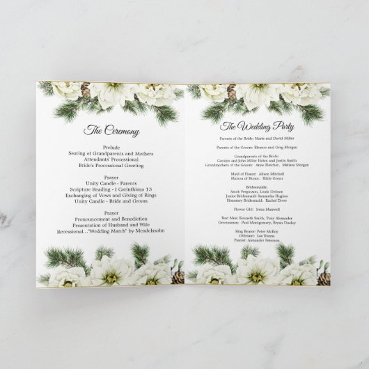 Rose d'hiver Pine Holly Programme de mariage de No (Intérieur)