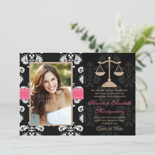 Rose d'invitation de faire-part d'obtention du (Debout devant)