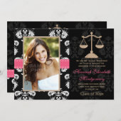 Rose d'invitation de faire-part d'obtention du (Devant / Derrière)