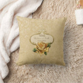 Rose d'or Damask 50e Mariage Coussin de l'annivers (Couverture)
