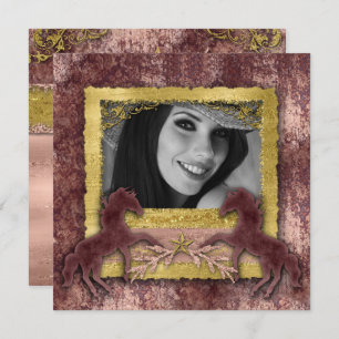Rose d'or Vintage Horse Western Invitation