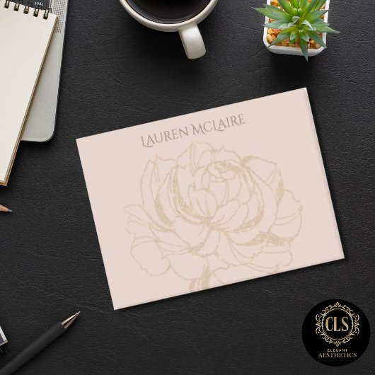 Rose dorée sur Post-it personnalisés rose pâle