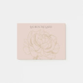 Rose dorée sur Post-it personnalisés rose pâle (Devant)