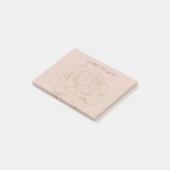 Rose dorée sur Post-it personnalisés rose pâle (Incliné)