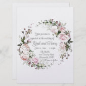 Rose douce et rose Faire-part de mariage (Devant / Derrière)