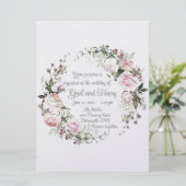 Rose douce et rose Faire-part de mariage (Debout devant)