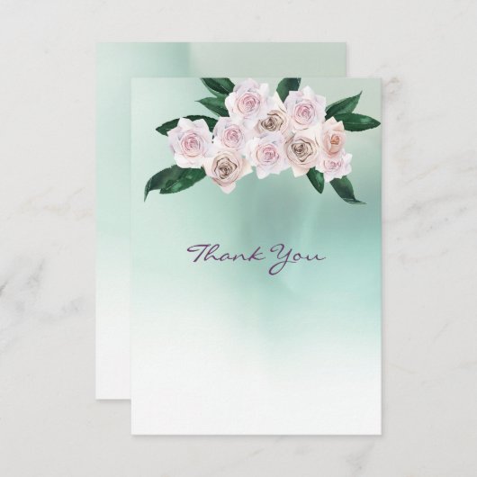 Rose douce Fleurs Mariage Merci (Devant / Derrière)