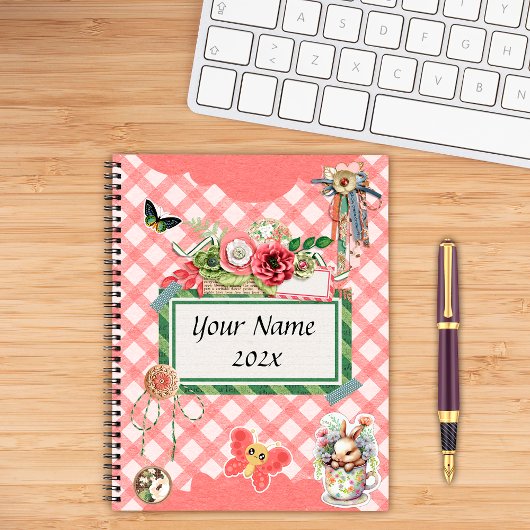 Rose doux En vichy mignon éléments scrapbooking Pl