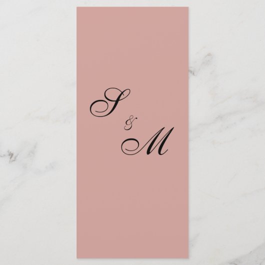 Rose doux et grises Menu Mariage (Dos)