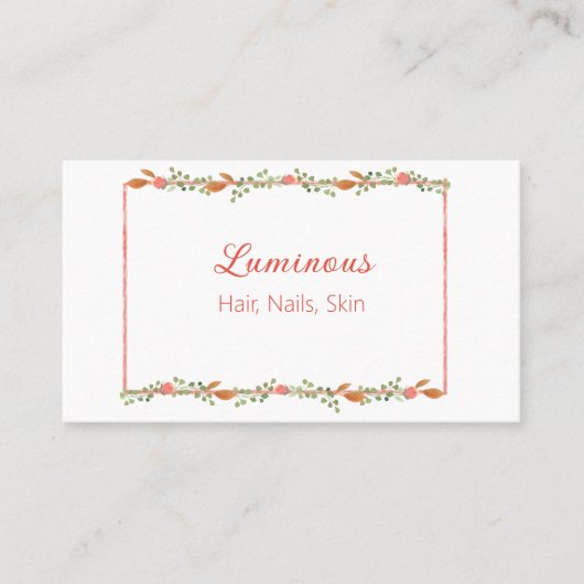 Rose doux, féminin et Carte de visite de feuillage (Devant)