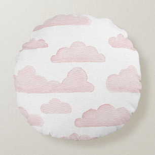 Rose Dreamtime Aquarelle Nuages Coussin rond