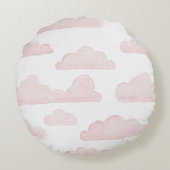 Rose Dreamtime Aquarelle Nuages Coussin rond (Dos)
