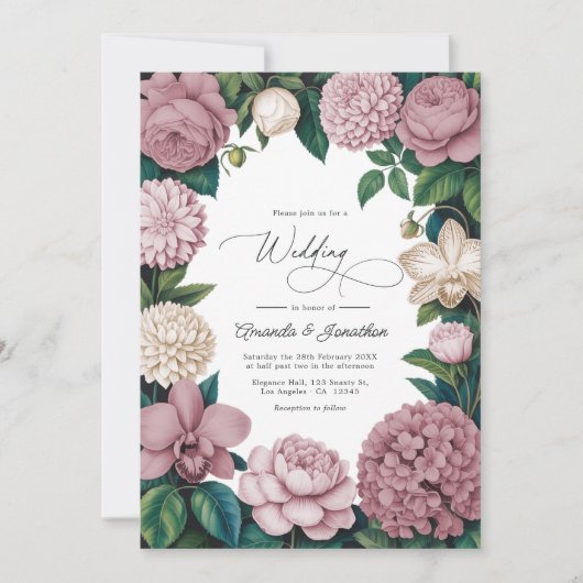 Rose Dust, Silk Blush & Porcelain Cream Wedding Kaart (Voorkant)