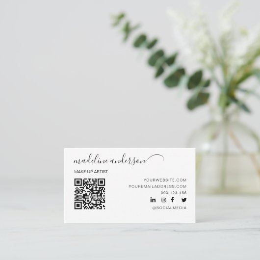 Rose Dusty avec QR Code Carte de visite profession (Debout devant)