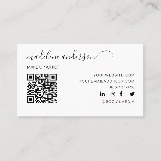 Rose Dusty avec QR Code Carte de visite profession (Devant)