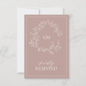 Rose Dusty Crest Monogramme Mariage Carte RSVP (Devant)