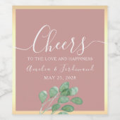 Rose Dusty Eucalyptus Mariage Étiquette bouteille  (Étiquettes simples)