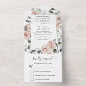 Rose Dusty - Faire-part de mariage Floral Vert Sag (À l'intérieur)