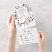 Rose Dusty - Faire-part de mariage Floral Vert Sag (Déchirure)