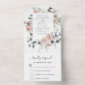 Rose Dusty - Faire-part de mariage Floral Vert Sag (À l'intérieur)