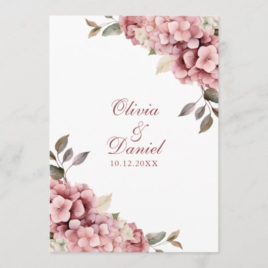 Rose Dusty moderne Hydrangea Programme de mariage (Devant)