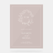 Rose Dusty Poirier Monogramme Mariage de bienvenue (Recto)