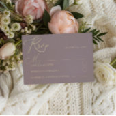 Rose Dusty simple et typographie or Mariage RSVP