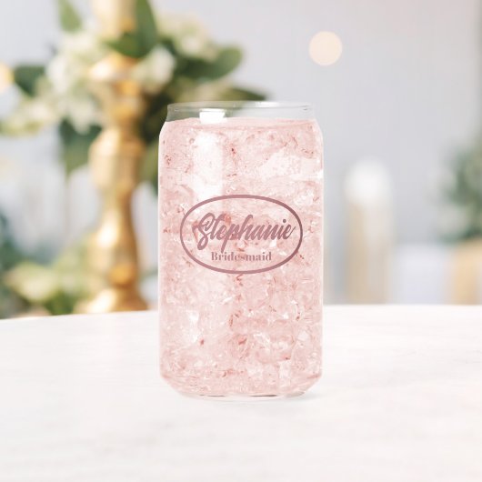Rose Dusty Stylisé Nom Bridesmaid Glass (Insitu (Mariage))