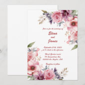 Rose Elégance : Faire-part de mariage (Devant / Derrière)