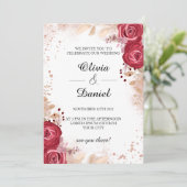 Rose Elégant Mariage Carte d'invitation (Debout devant)