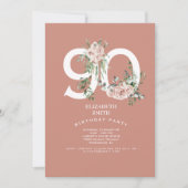 Rose Elégante 90e anniversaire de fête Invitation (Devant)