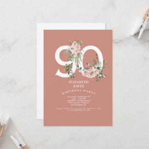 Rose Elégante 90e anniversaire de fête Invitation