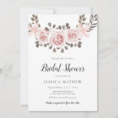 Rose Élégante invitation à la douche nuptiale (Devant)