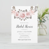 Rose Élégante invitation à la douche nuptiale (Debout devant)