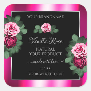 Rose en floraison Pink Noir Étiquettes d'emballage