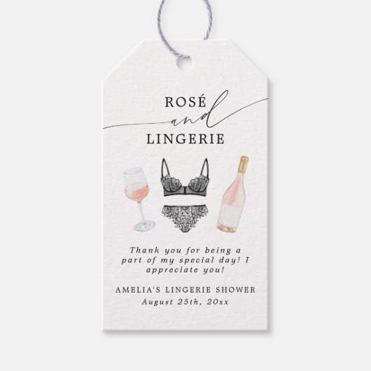 Rosé en Lingerie Vrijgezellenfeest Cadeaulabel (Voorkant)
