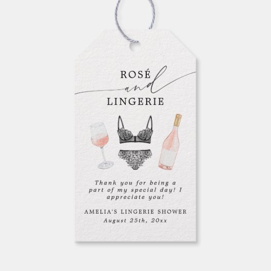Rosé en Lingerie Vrijgezellenfeest Cadeaulabel (Achterkant)